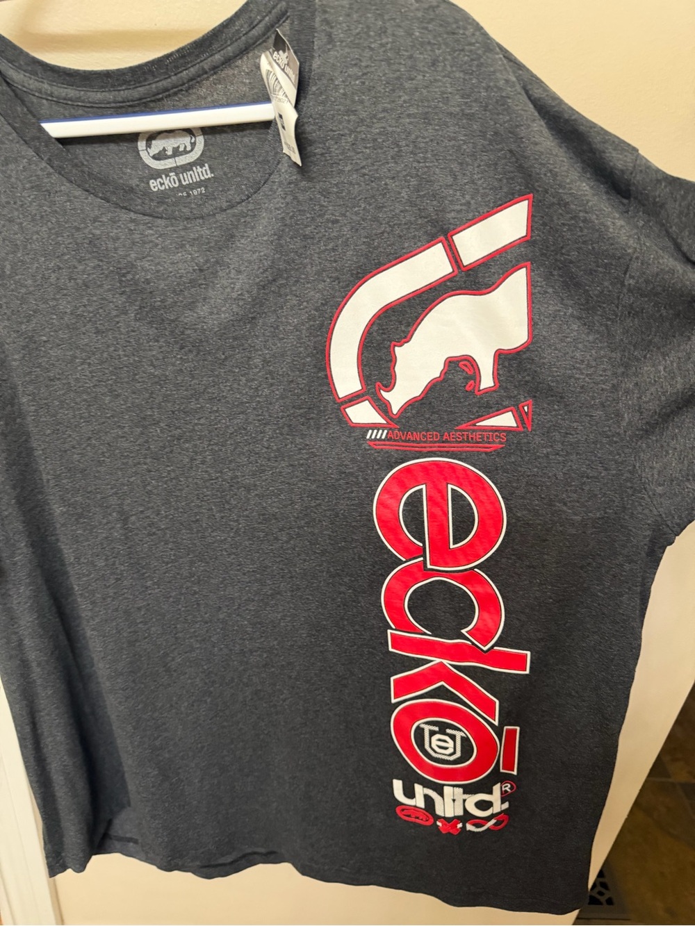 Ecko Unltd Gray Tee with Red & White Logo